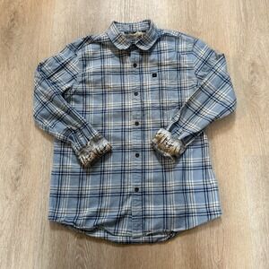 Pladra Flannel Shirt Mens Large Plaid Flip Cuff Buck Deer Button Up Long Sleeve